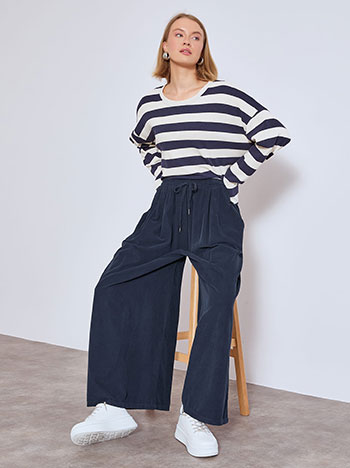 Παντελόνα κοτλέ με πιέτες σε σκούρο μπλε