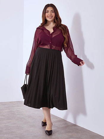 Φούστα μίντι πλισέ σε μαύρο