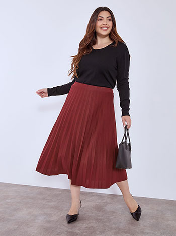 Φούστα μίντι πλισέ σε μπορντό