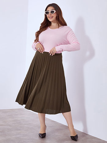 Skirt midi pleated in dark brown
