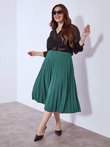 Skirt midi pleated in teal