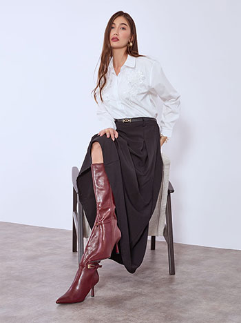 Skirt maxi with detachable belt in black