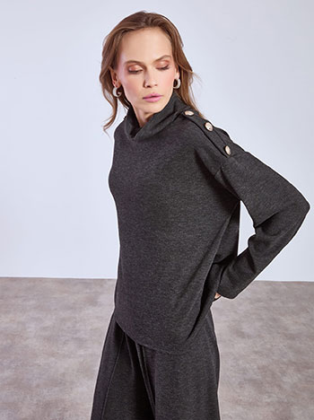 Ζιβάγκο με διακοσμητικά κουμπιά σε ανθρακί