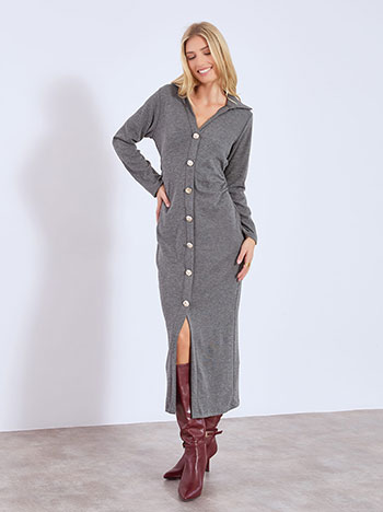 Dress maxi with decorative buttons in dark grey