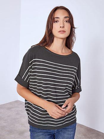 Sweater with stripes in dark grey