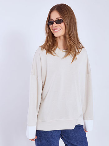 Sweatshirt oversized in light beige