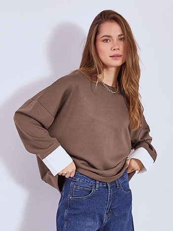 Φούτερ oversized σε καφέ