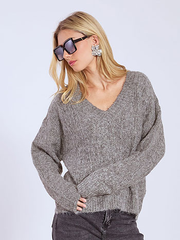 Sweater fluffy metallic in grey