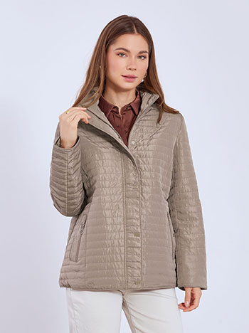 Jacket quilted with horizontal seams in light brown