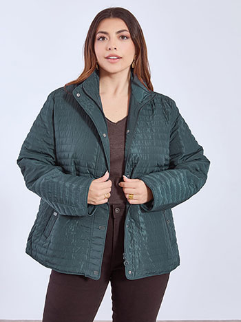 Jacket quilted with horizontal seams in teal