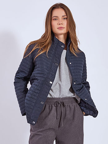 Jacket quilted with horizontal seams in dark blue