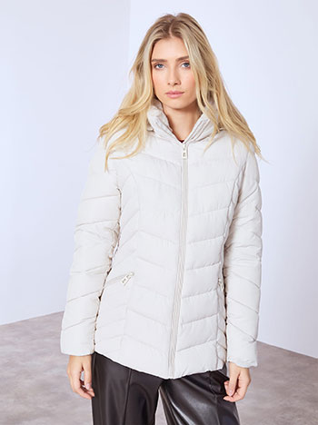 Jacket with fur detail in light beige