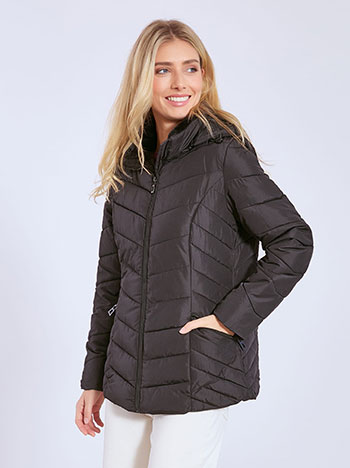 Jacket with fur detail in black