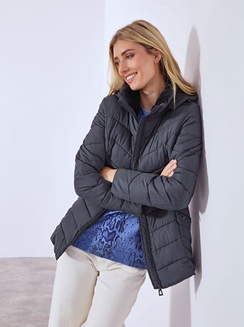 Jacket with fur detail in dark blue