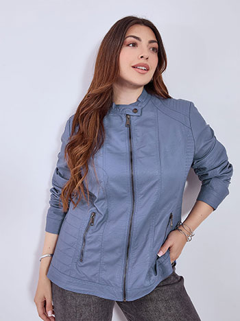 Jacket leather effect biker in blue
