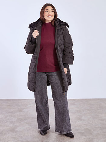 Μπουφάν με αποσπώμενο γιακά σε μαύρο