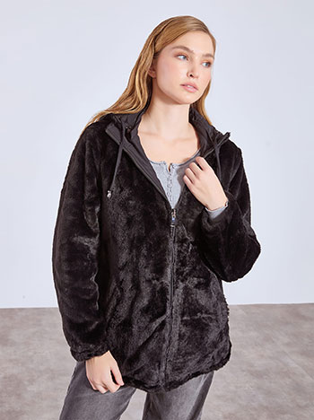 Γούνα διπλής όψης σε μαύρο