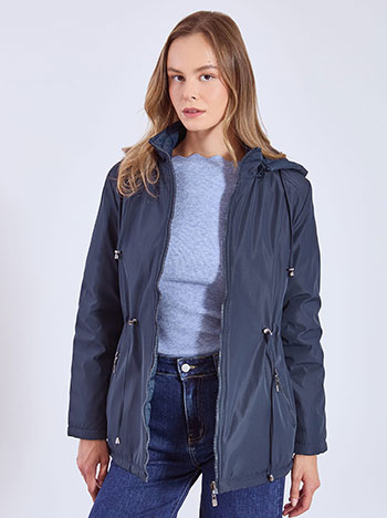 Μπουφάν διπλή όψης σε σκούρο μπλε