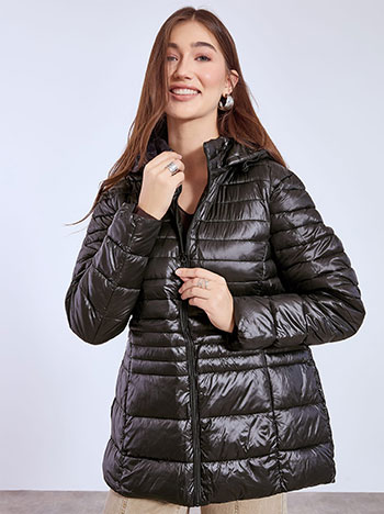 Jacket quilted monochrome in black