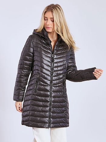 Μπουφάν γυαλιστερό καπιτονέ σε μαύρο