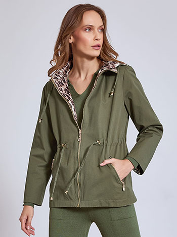 Jacket double faced cotton in khaki