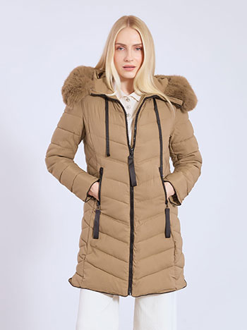 Jacket quilted long in brown