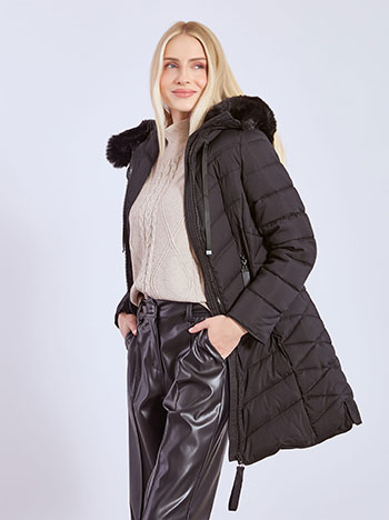 Jacket quilted long in black