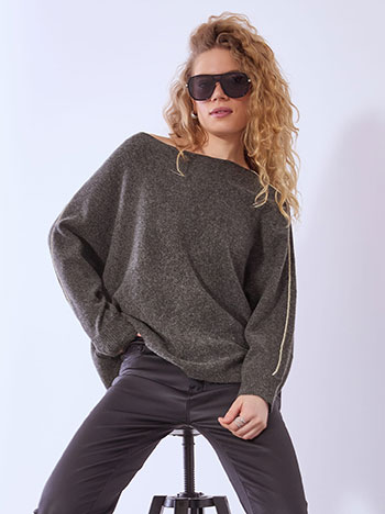 Sweater with metallic seams in dark grey