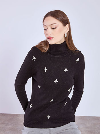 Ζιβάγκο με πέρλες και strass σε μαύρο