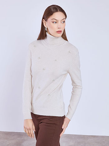 Ζιβάγκο με πέρλες και strass σε μπεζ