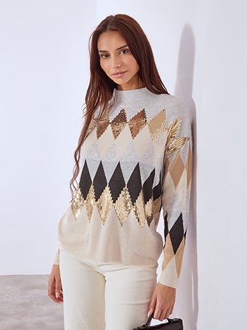 Sweater with sequins in beige