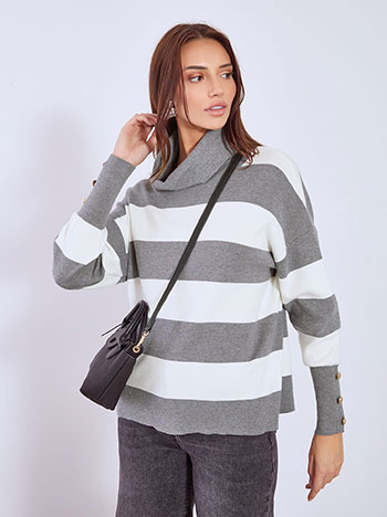 Ζιβάγκο πλεκτό ριγέ σε γκρι