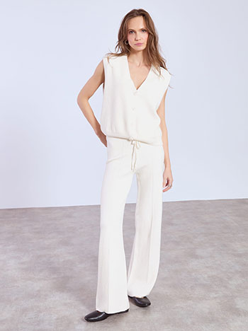 Σετ πλεκτό γιλέκο με παντελόνι σε εκρού