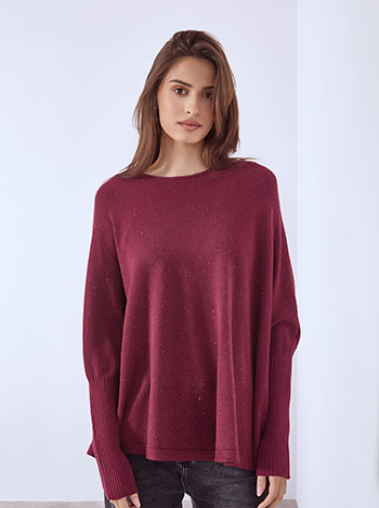 Πουλόβερ oversized με παγιέτες σε μπορντό