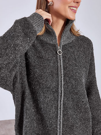 Cardigan with metallic details in dark grey