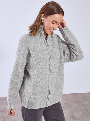 Cardigan with metallic details in grey