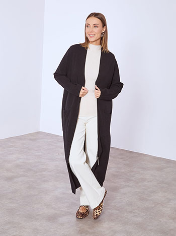 Cardigan long with zip in black