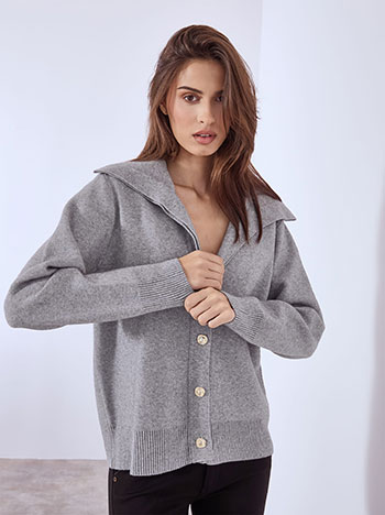Cardigan monochrome with collar in grey