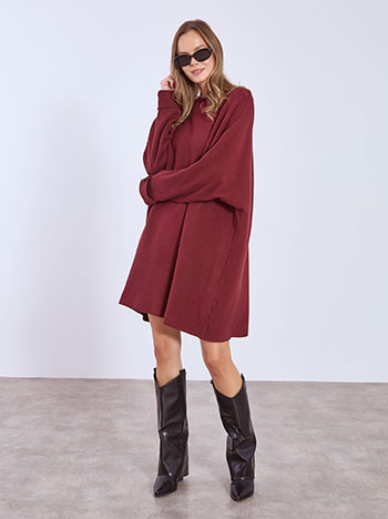 Dress mini with buttons in wine red