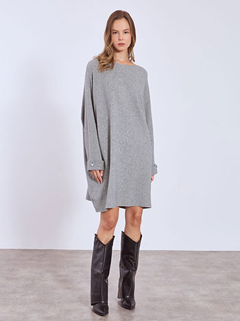 Φόρεμα μίνι με κουμπιά στο μανίκι σε γκρι