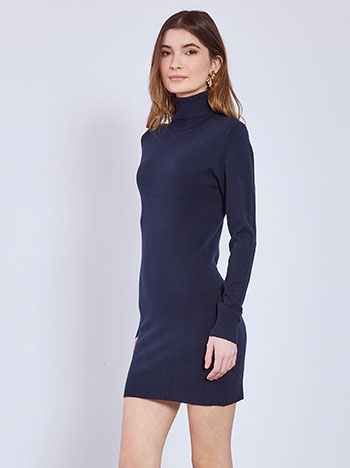 Dress mini with turtleneck in dark blue