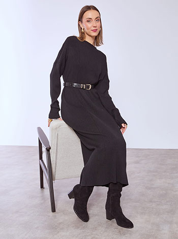 Dress midi rib in black