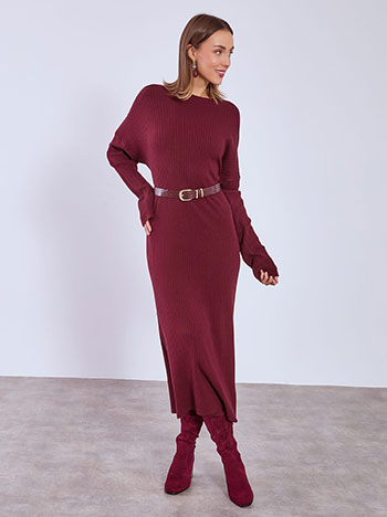 Φόρεμα μίντι ριπ σε μπορντό