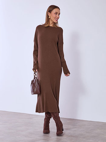 Dress midi rib in dark brown