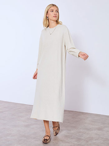 Dress with detachable chain in beige