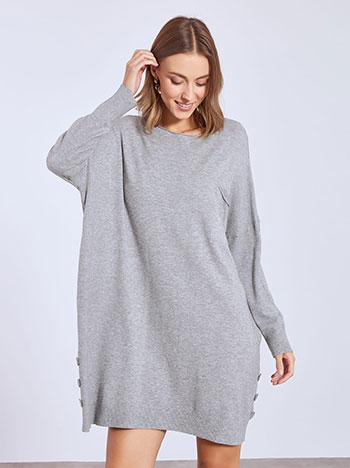 Φόρεμα μίνι πλεκτό με τσέπη σε γκρι