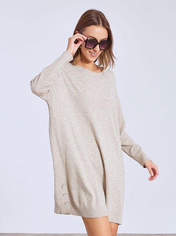 Dress mini knitted with pockets in light brown