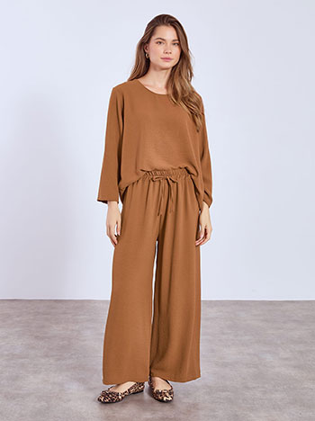 Παντελόνι ψηλόμεσο σε καφέ