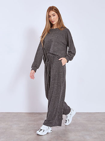 Wide leg trousers with metallic details in dark grey