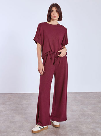 Παντελόνα πλεκτή με απαλή υφή σε μωβ σκούρο